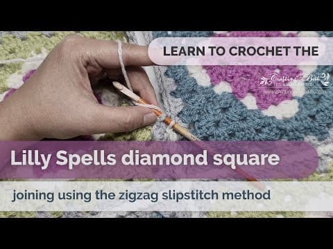 How to join the Lilly Spells diamond square | Zigzag slip stitch crochet method | Crafting with Beth