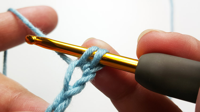 Two loops on crochet hook
