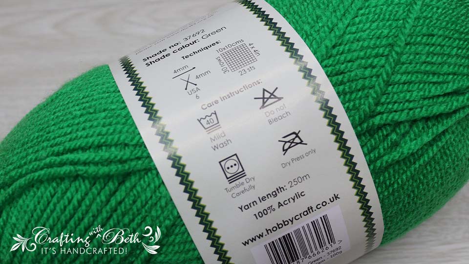 Women's Institute Premium Acrylic DK Yarn back label showing care instructions