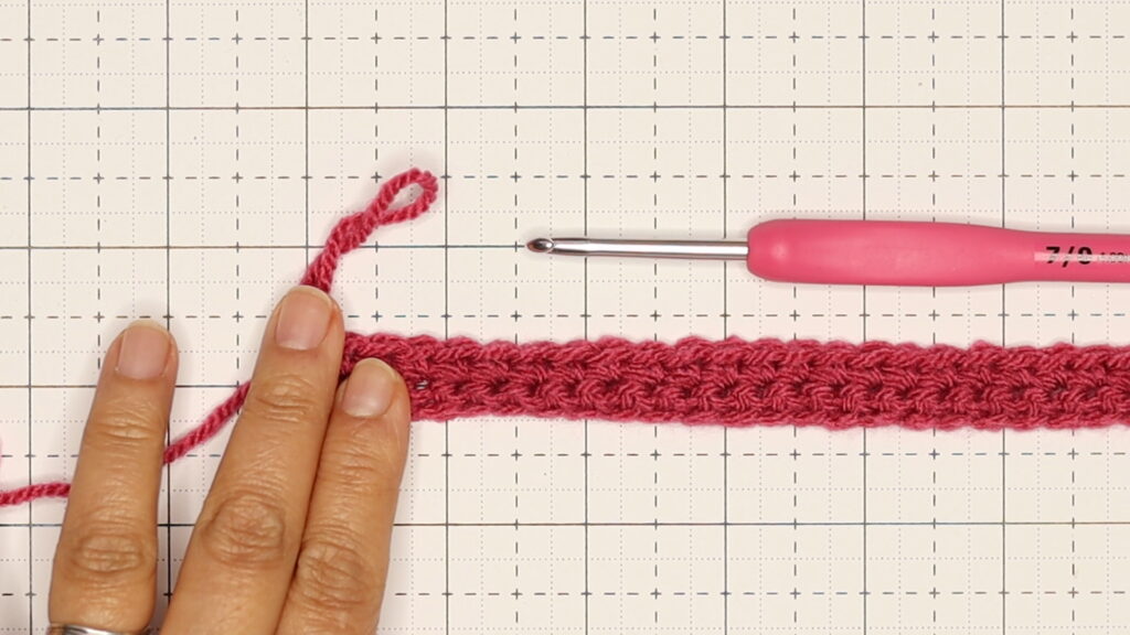 Beth is showing a finished row 1 of the simple cable stitch